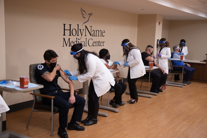 Covid 19 vaccinations at Holy Name Medical Center in Teaneck. 12/17/20 Photo by John O'Boyle