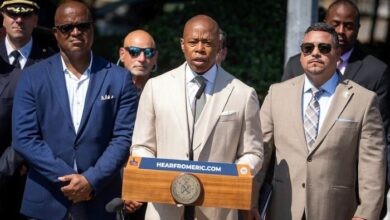 Mayor Eric Adams announces a comprehensive new plan to crack down on auto thefts throughout the five boroughs. 30th Avenue between 8th Street & Main Avenue, Astoria. Wednesday, September 6, 2023. Credit: Ed Reed/Mayoral Photography Office.