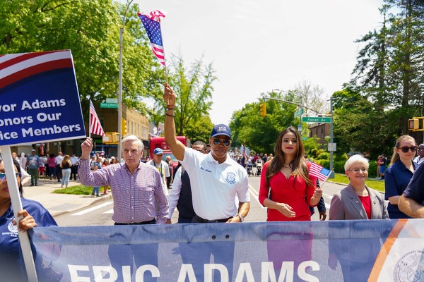 New York City Mayor Eric Adams mayor delivers remarks and marches in the American Legion Continental Post #1424’s Forest Hills Memorial Day Weekend Parade. Forest Hills, NY. Sunday, May 26, 2024. Photo Credit: Benny Polatseck/Mayoral Photography Office