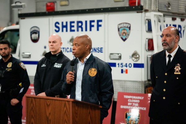 New York City Mayor Eric Adams announces the start of a five-borough operation — that will accelerate in the coming weeks — to shut down unlicensed smoke and cannabis shops in the City of New York, May 7, 2024. Michael Appleton/Mayoral Photography Office